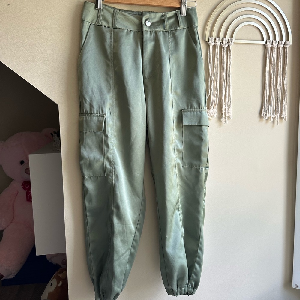 Stoosh Light Green High-Waisted Pants